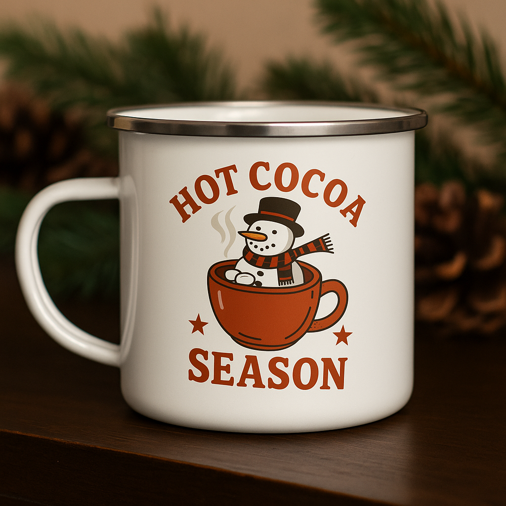 Hot Cocoa Season Enamel Mug